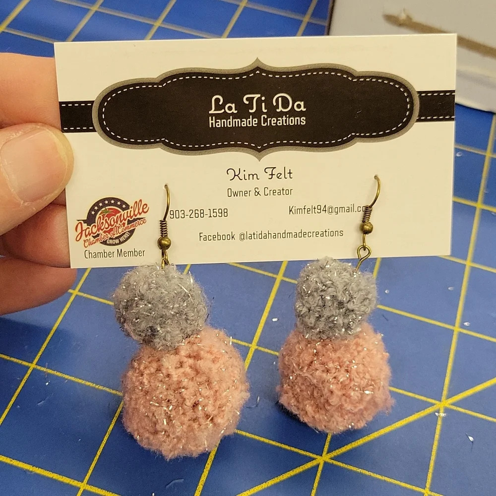 Fuzz Ball Earrings 2"